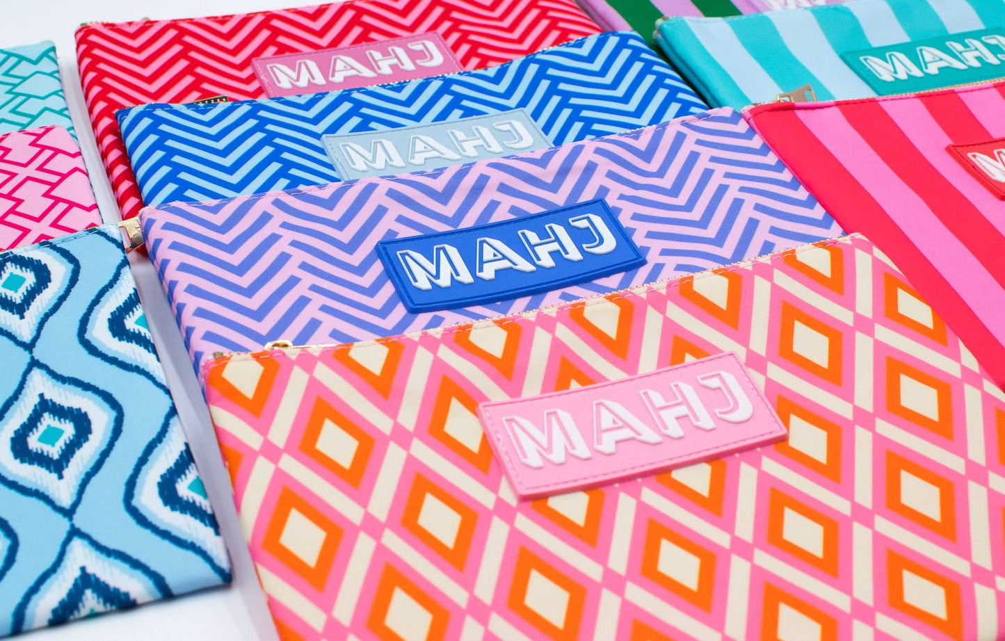 Premium Mahjong Card & Accessory Bag: Geometric- Green Card & Accessory Bag