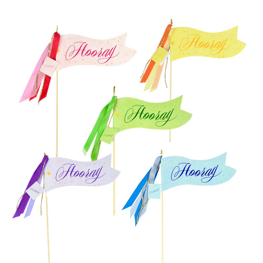 Happy Pennants 12" - "Hooray" & "Happy Birthday" - Set of 12
