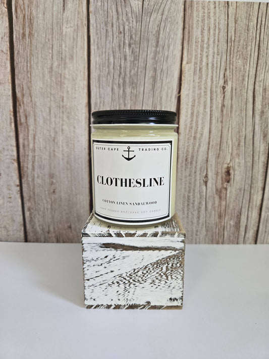 Clothesline Soy Wax Crackling Wooden Wick Candle bulk wholesale: 8oz