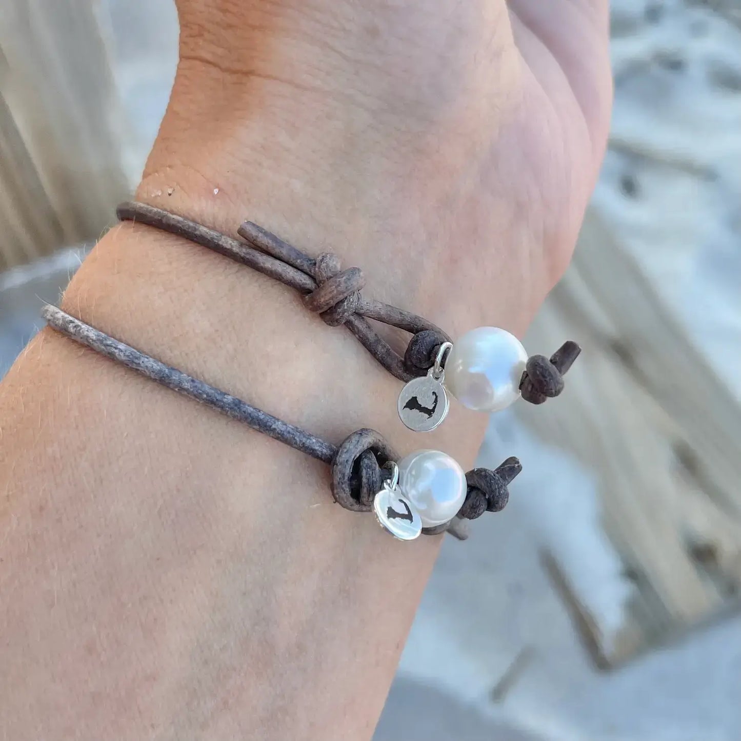 Recycled Sea Glass Leather Bracelet: 8" / Assortment