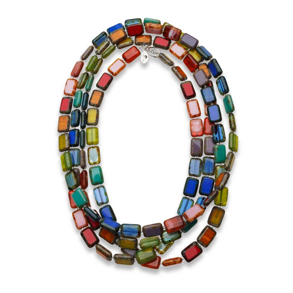 Rainbow Multicolor Long Beaded Necklace, Candyland  Trilogy