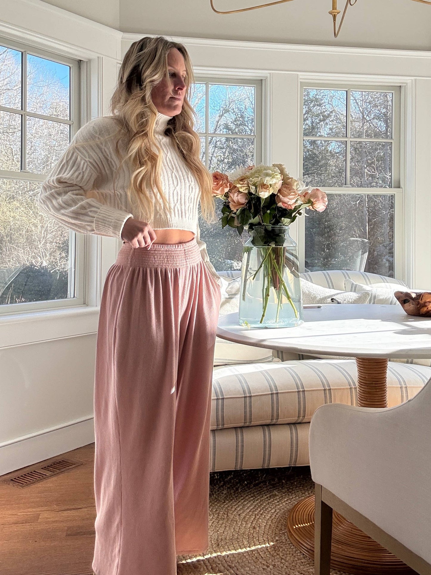 Waffle Pants – Ballet Blush Coastal Essential
