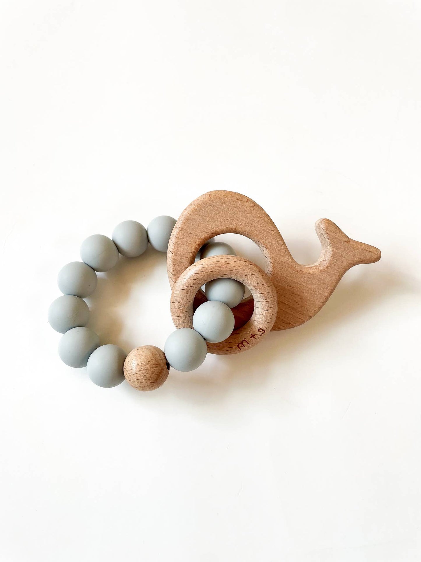 Whale Teether-Silicone and Beech Wood: Brown