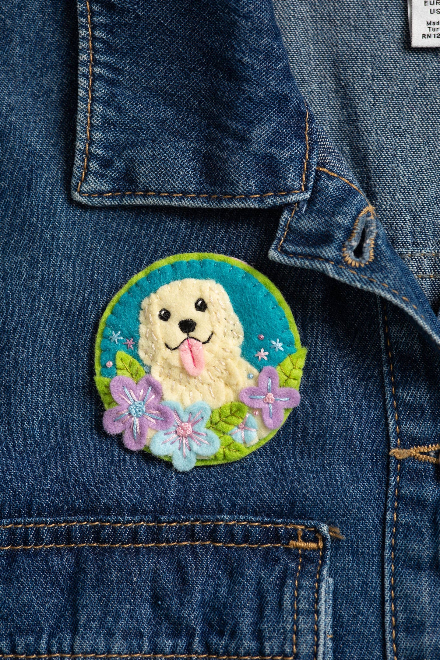 Golden Retriever Brooch Felt Craft Kit