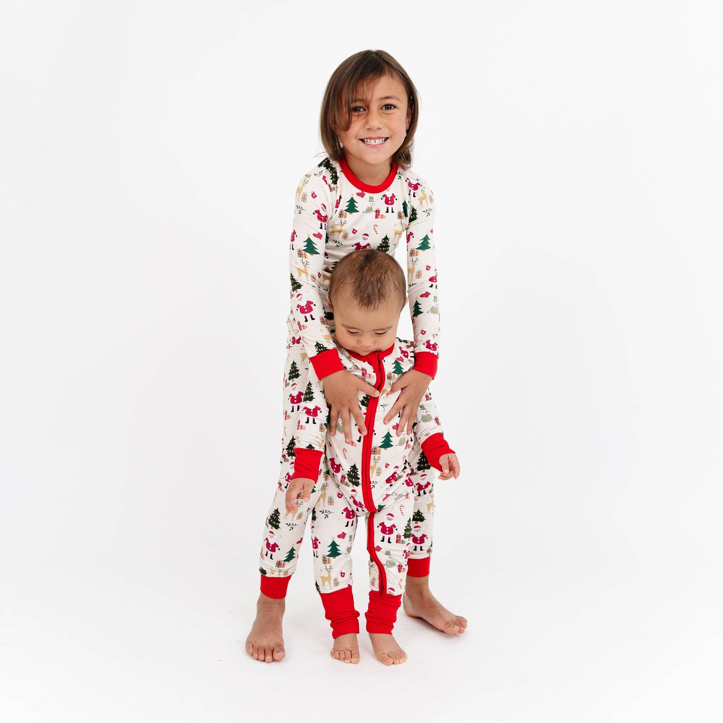 Cozy Christmas Bamboo Convertible Baby Pajama: Red/Multi / 18-24M
