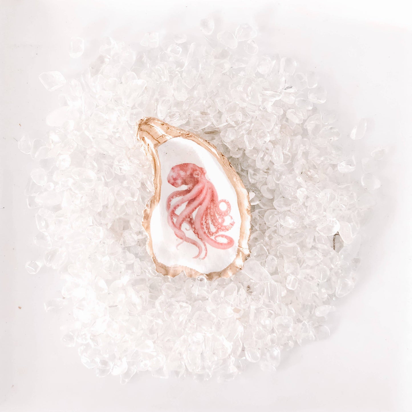 Blue Octopus Oyster Shell Trinket Dish