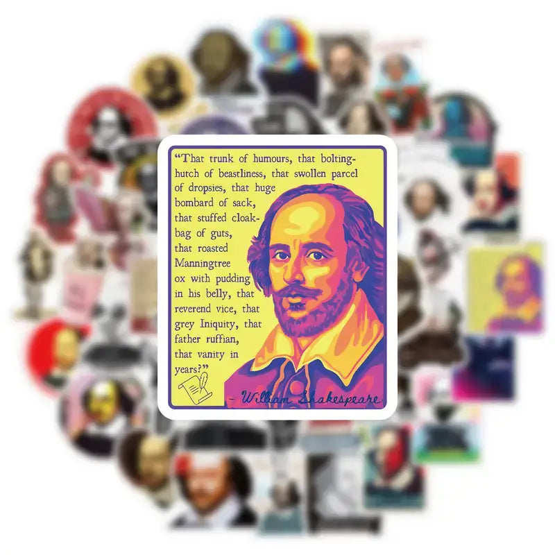 Shakespeare-Themed Sticker Pack - Literary Decor Collection: 10 Stickers