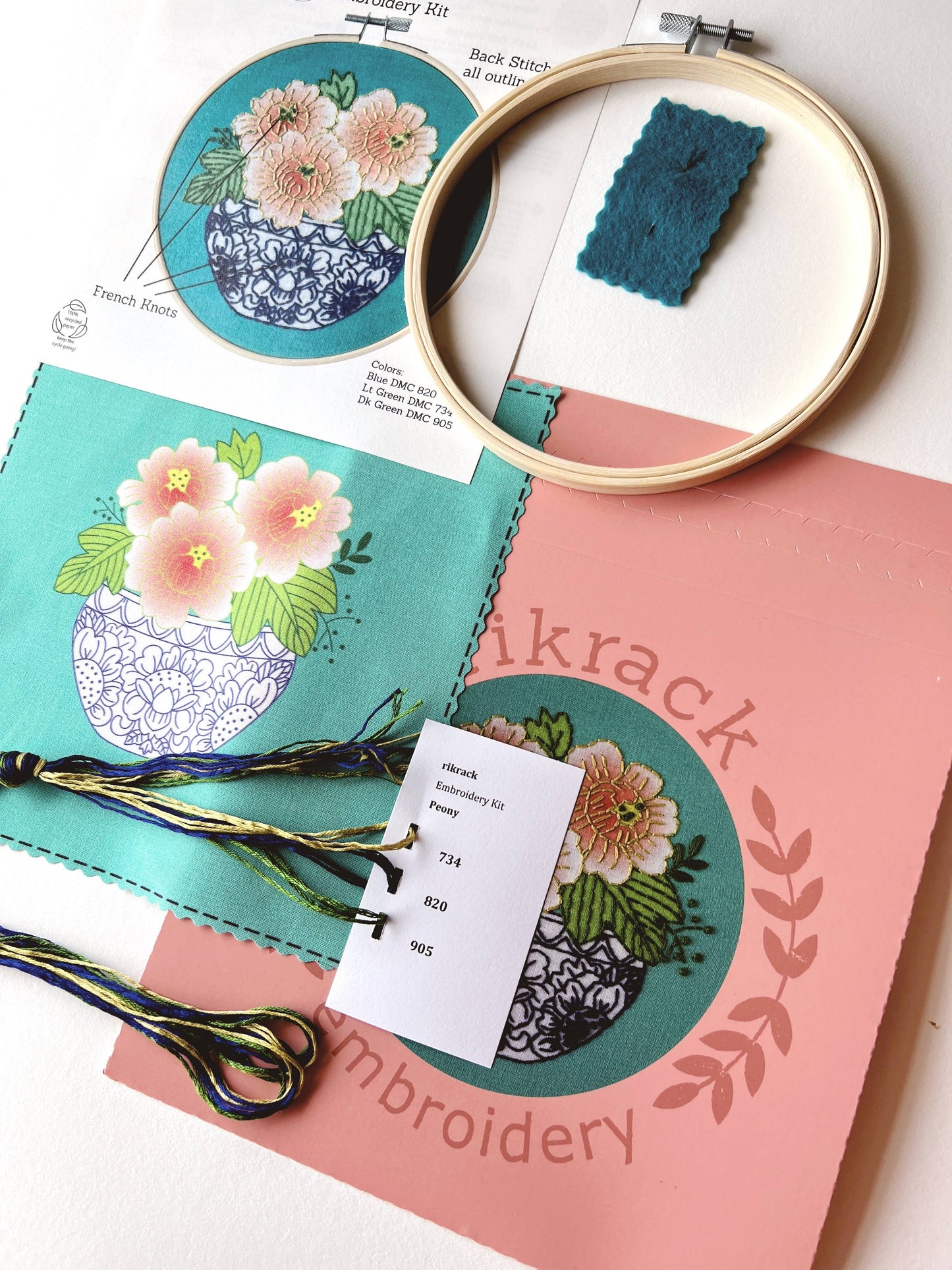 Peony Embroidery Kit