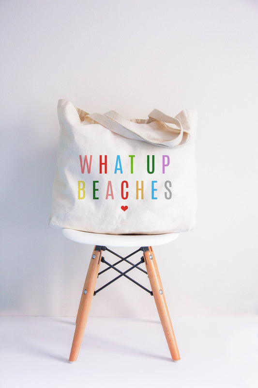 Colorful What Up Beaches Tote Bag 2 SIZES: M