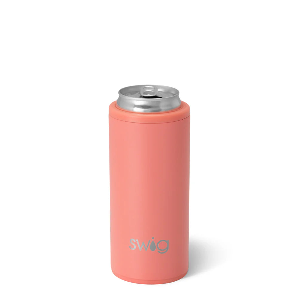 Matte Coral 12oz Skinny Can Cooler