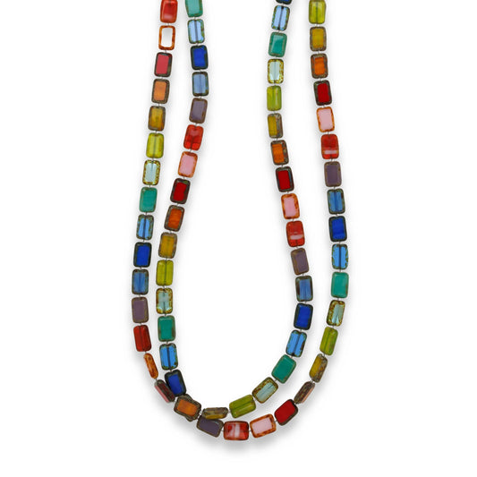 Rainbow Multicolor Long Beaded Necklace, Candyland  Trilogy