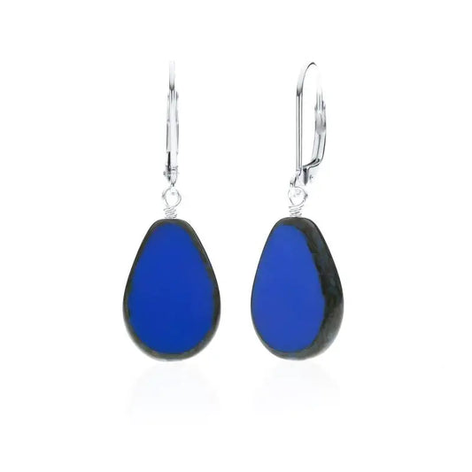 Periwinkle Teardrop Glass Beaded Drop Earrings