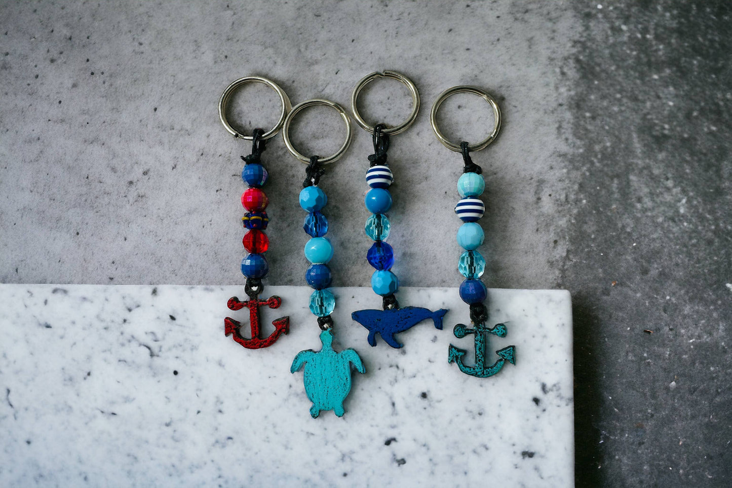 Nautical keychain souvenir key ring whale sea turtle anchor