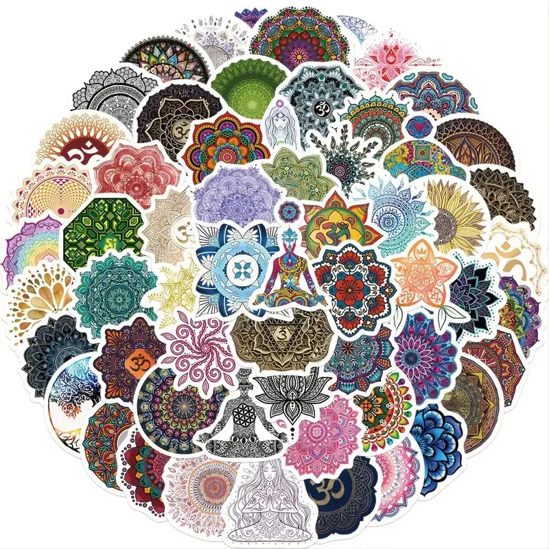 Mandala Stickers, Yoga Meditation, Personalize, Waterproof: 10 Stickers