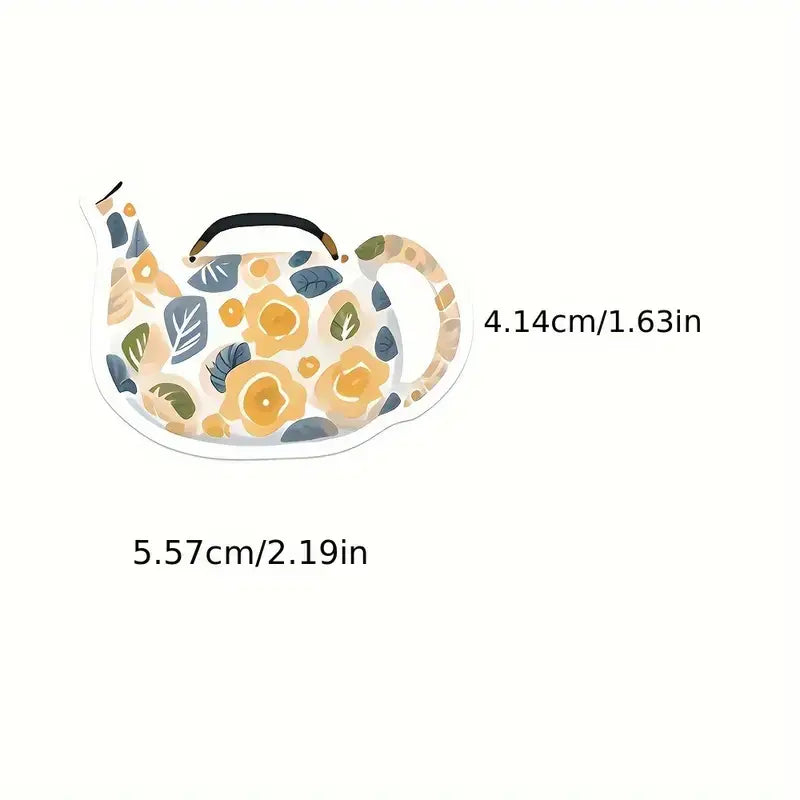 Vibrant Teapot Floral DIY Stickers - Waterproof Goodness!: 10 Stickers