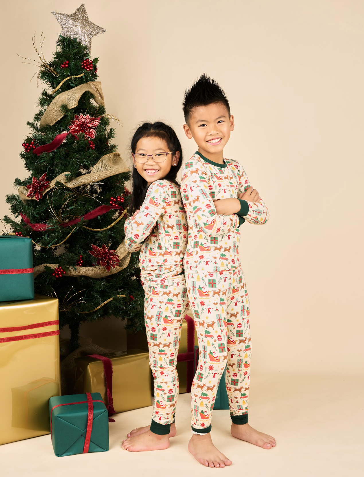 Holiday Vintage Christmas Bamboo Kids Pajamas Toddler Set: 3T