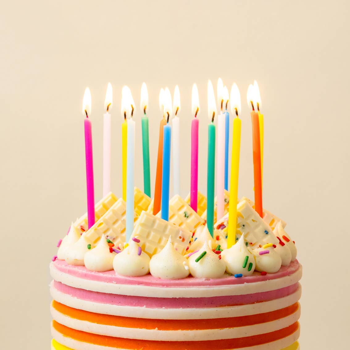 Tall Rainbow Birthday Candles - 16 Pack,