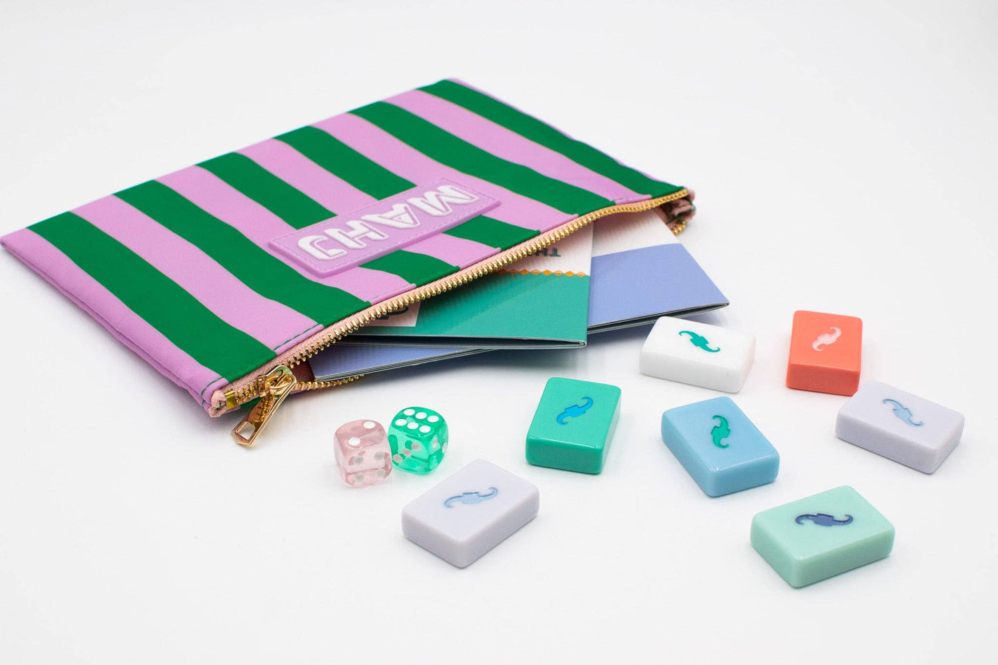 Premium Mahjong Card & Accessory Bag: Geometric- Green Card & Accessory Bag