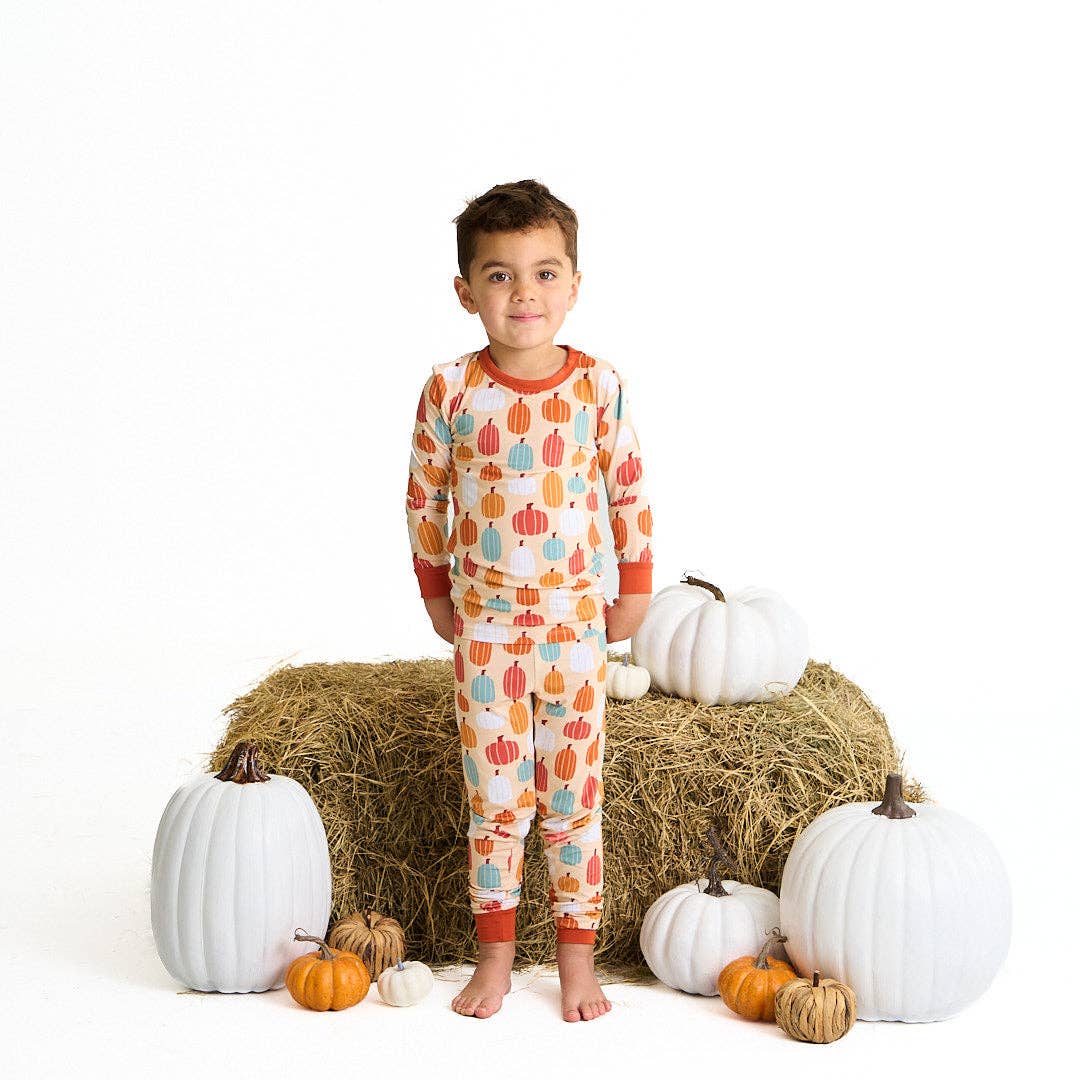 Pumpkin Patch Fall Bamboo Convertible Baby Pajamas Footie: Orange/Multi / 18-24M