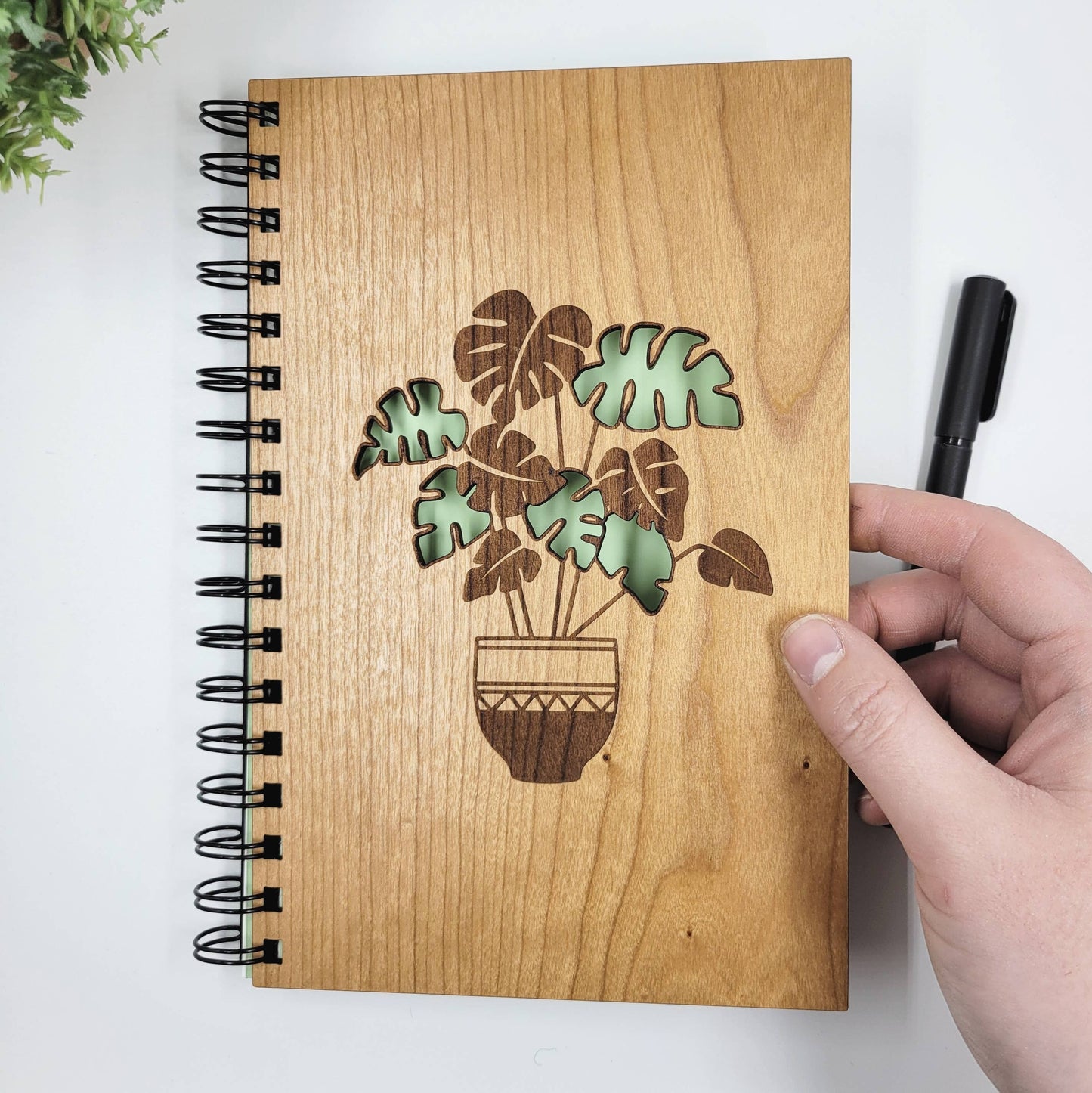 Monstera Plant Wood Journal - Stationery, Journals, Notebook: Lined