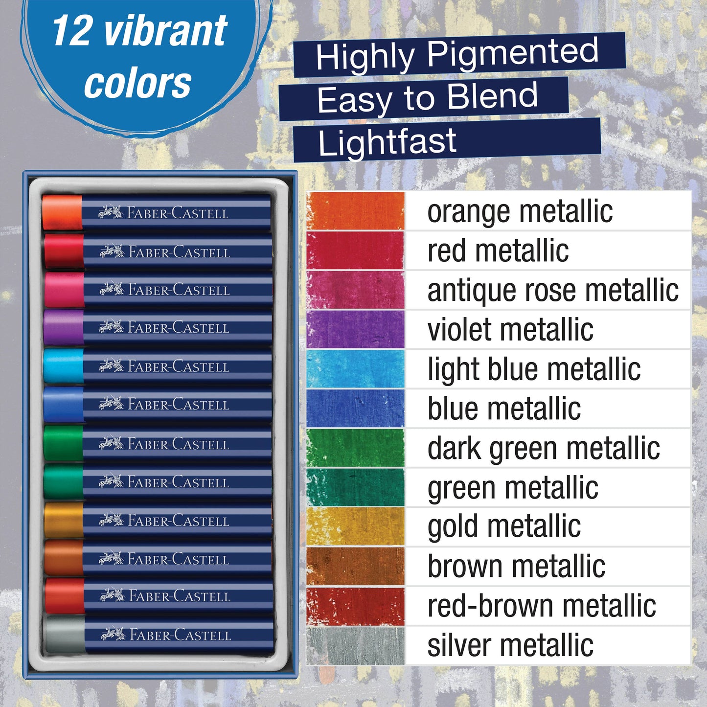 Artist's Oil Pastels, Metallic - Set of 12