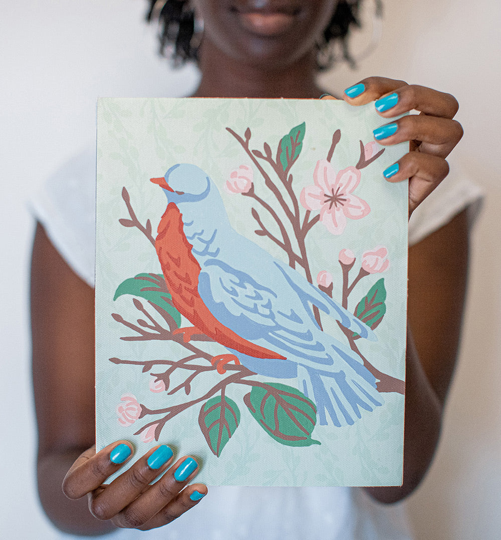 Bird on a Cherry Blossom Branch | 8x10 paint-by-number kit