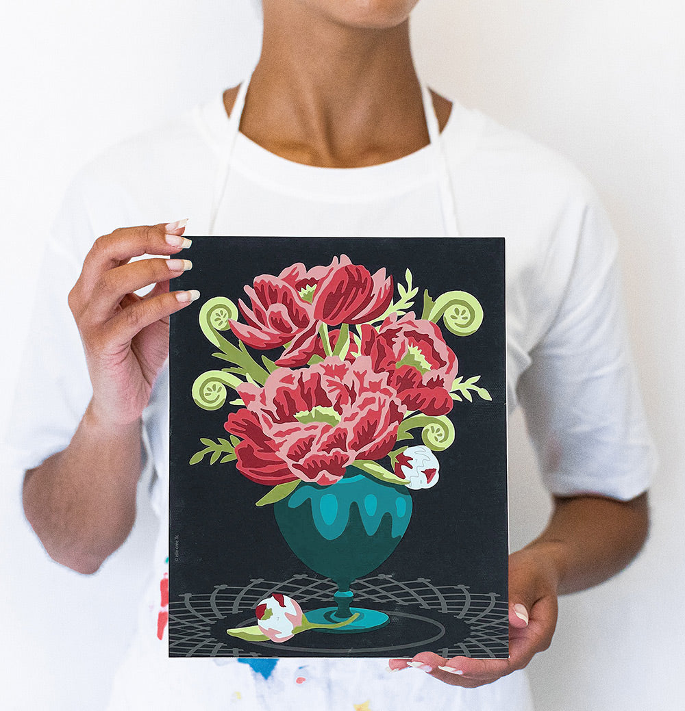 Peonies in Vase | 8x10 paint-by-number kit