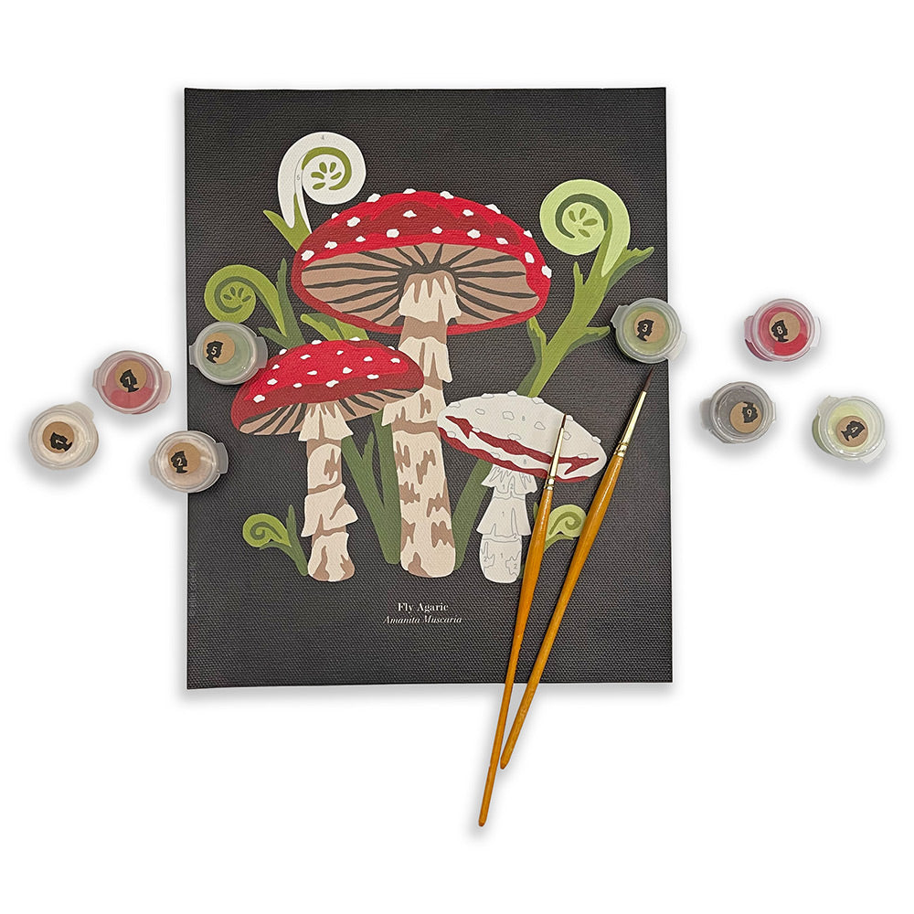 Fly Agaric Mushrooms | 8x10 paint-by-number kit
