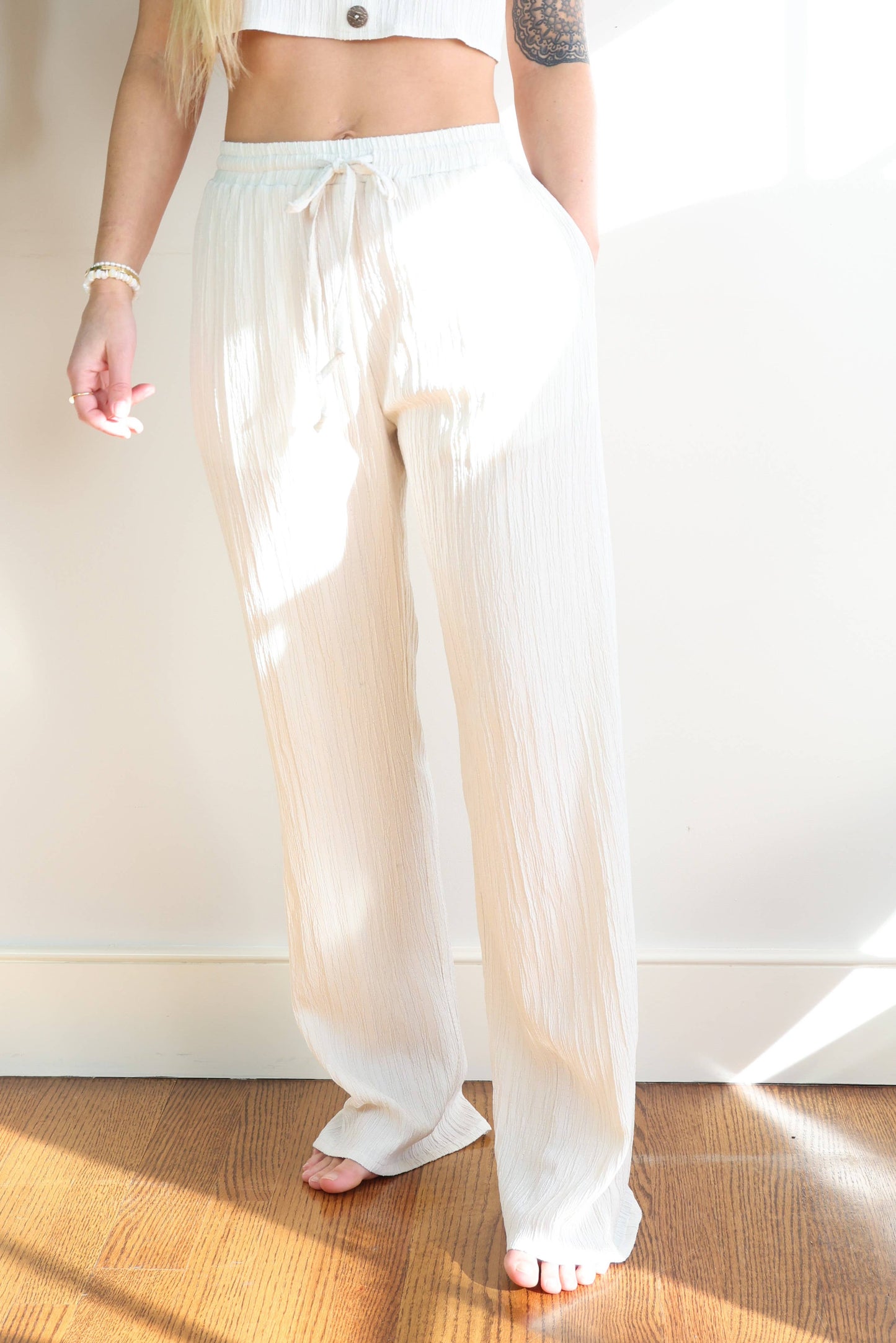 Gauze Textured Ethelda Pants: L