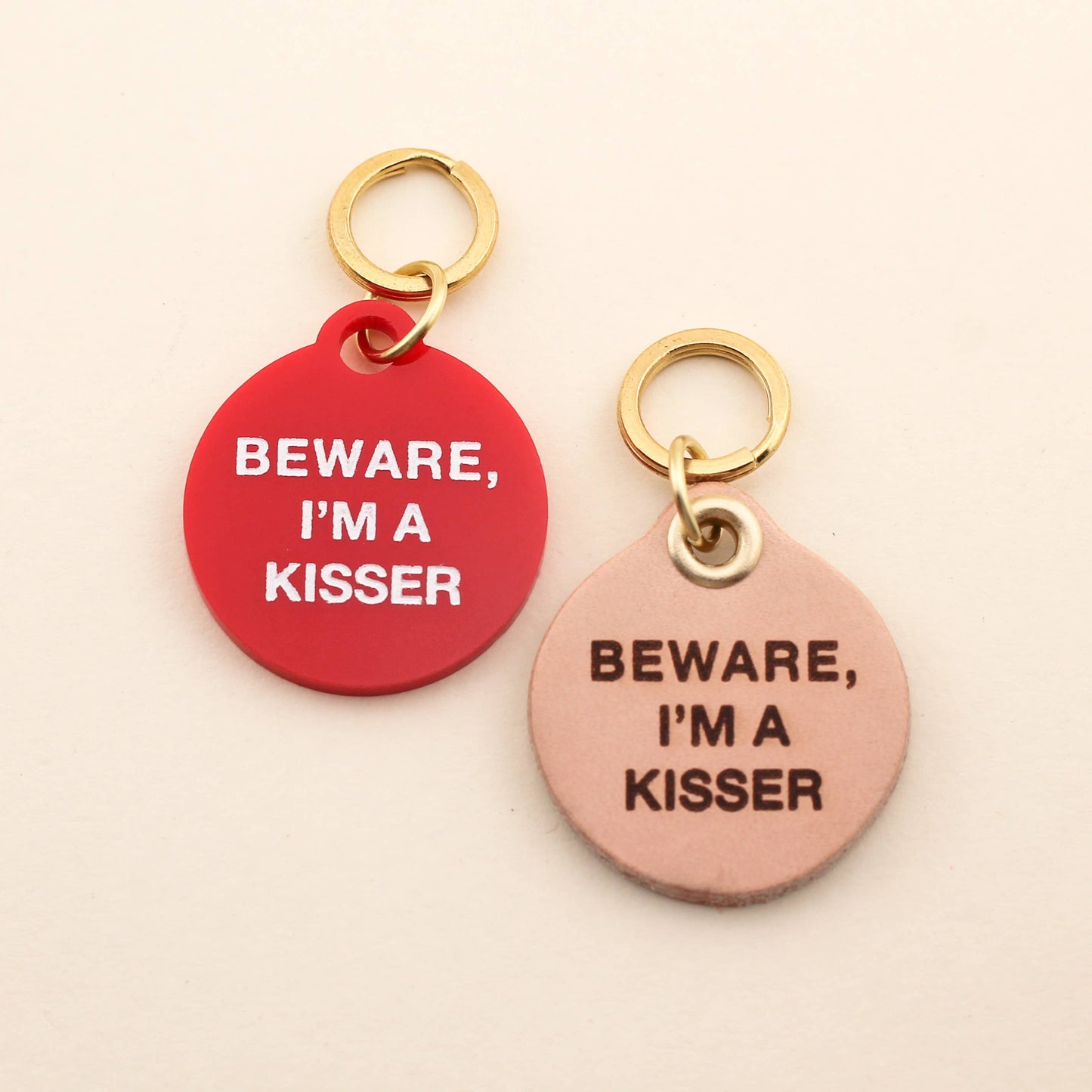 Beware, I'm A Kisser Pet Tag: Red Acrylic