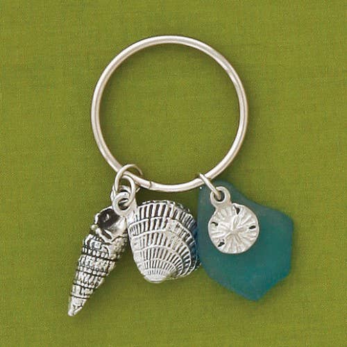 Spiral Shell w/Turquoise Seaglass Keychain
