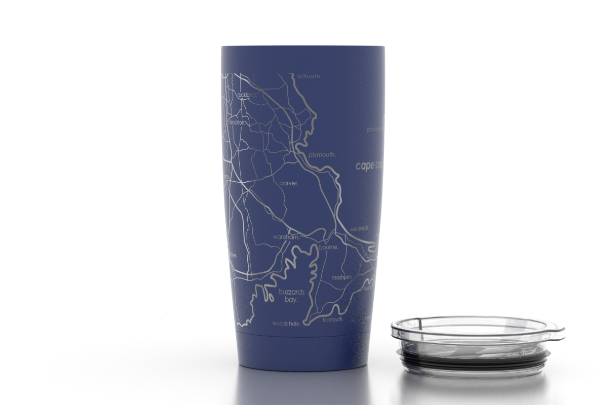 Cape Cod MA Map 20 oz Insulated Pint Tumbler: Midnight Blue