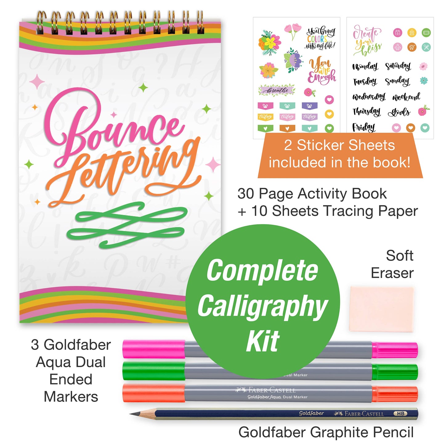 Bounce Lettering DIY Hand Lettering Kit for Hobby Artists