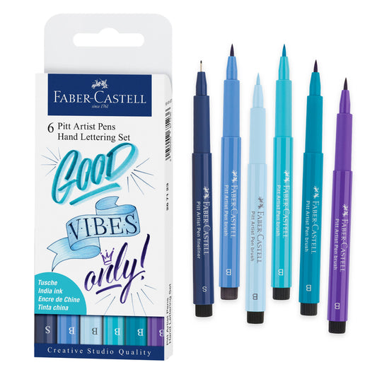 Pitt Artist Pen, Hand Lettering Set Blue - Wallet of 6