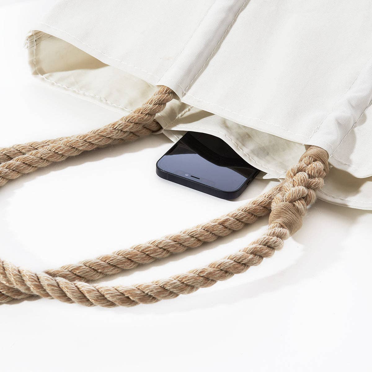 Navy Anchor Handbag with Hemp Rope Handles