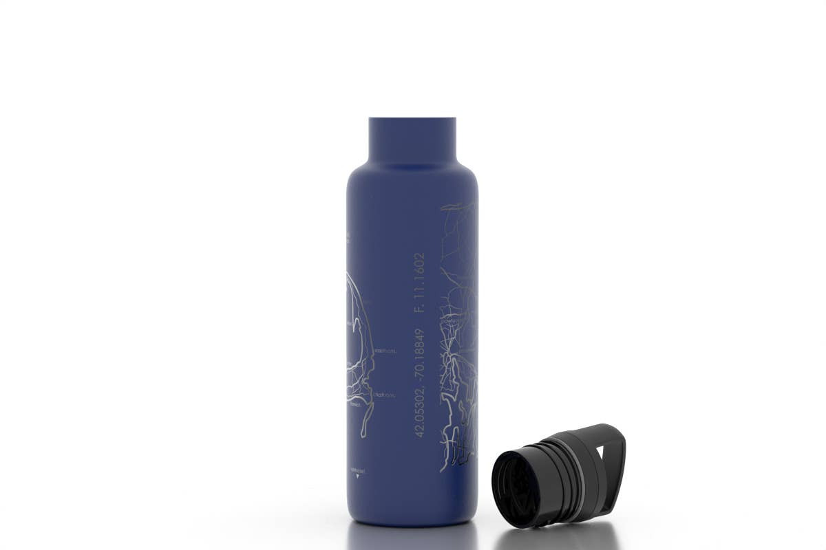 Cape Cod MA Map 21 oz Insulated Water Bottle: Midnight Blue