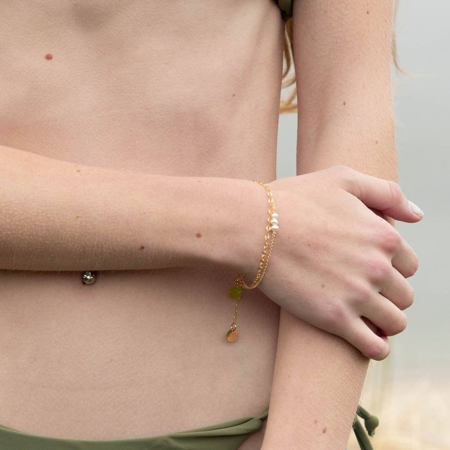 Dainty Triple Pearl Bracelet: Gold Filled