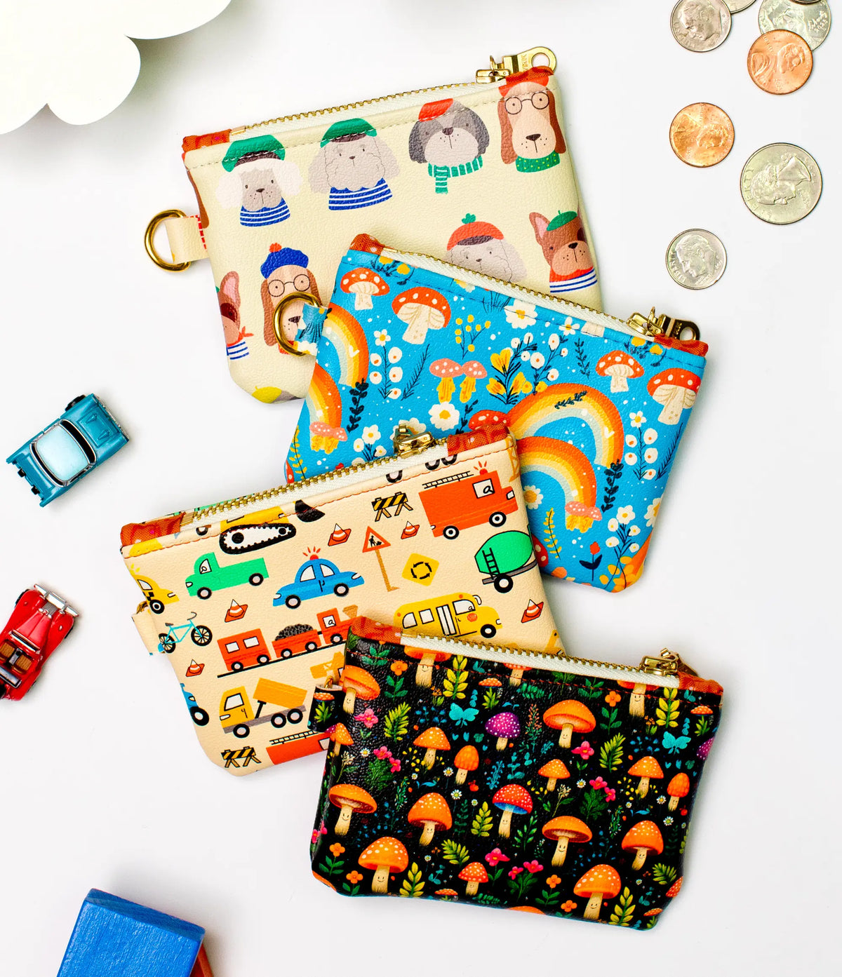 Rainbow & Mushroom Mini Coin Purse For Kids- So Cute!