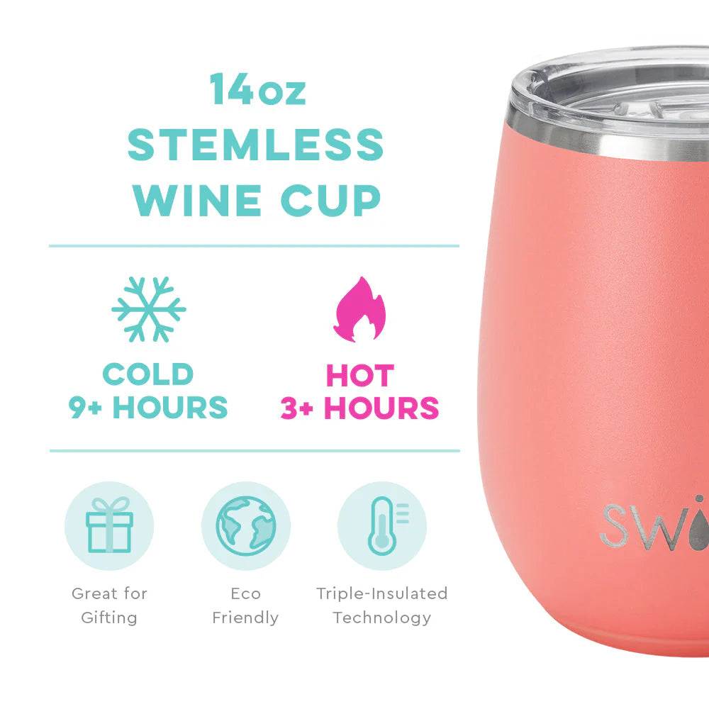 Coral Stemless Wine Cup (14oz)