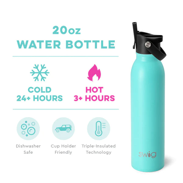 Matte Aqua Flip + Sip Water Bottle(20oz)