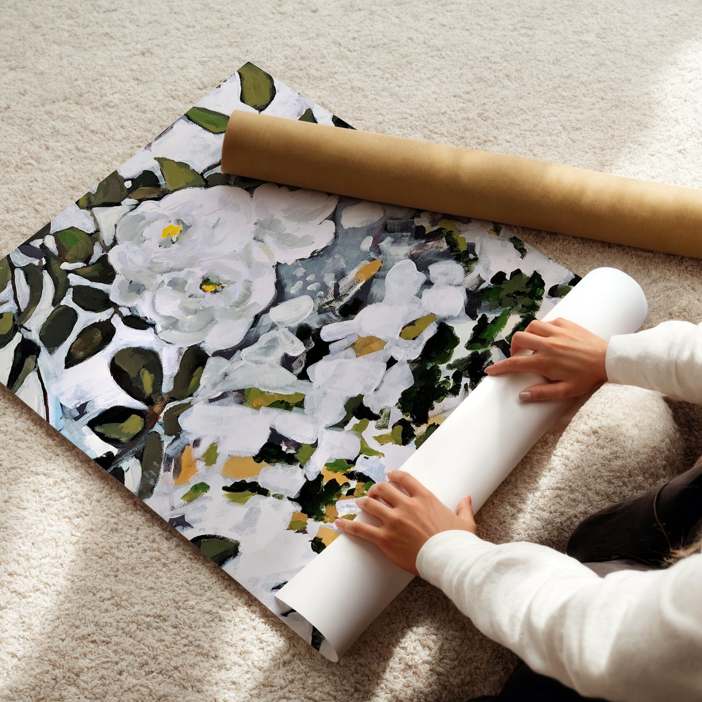 White Floral in Sunlight, Fine Art Print