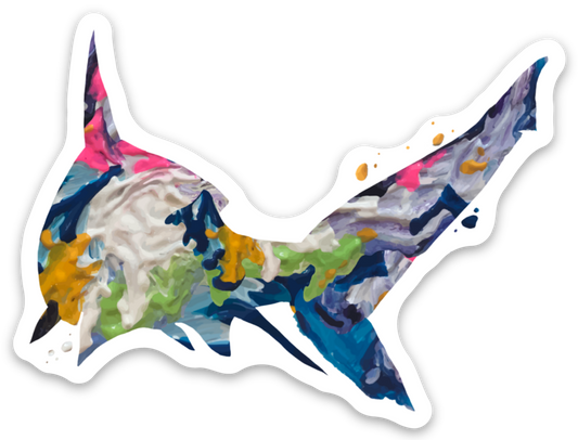 Sticker Colorful Shark Swimming