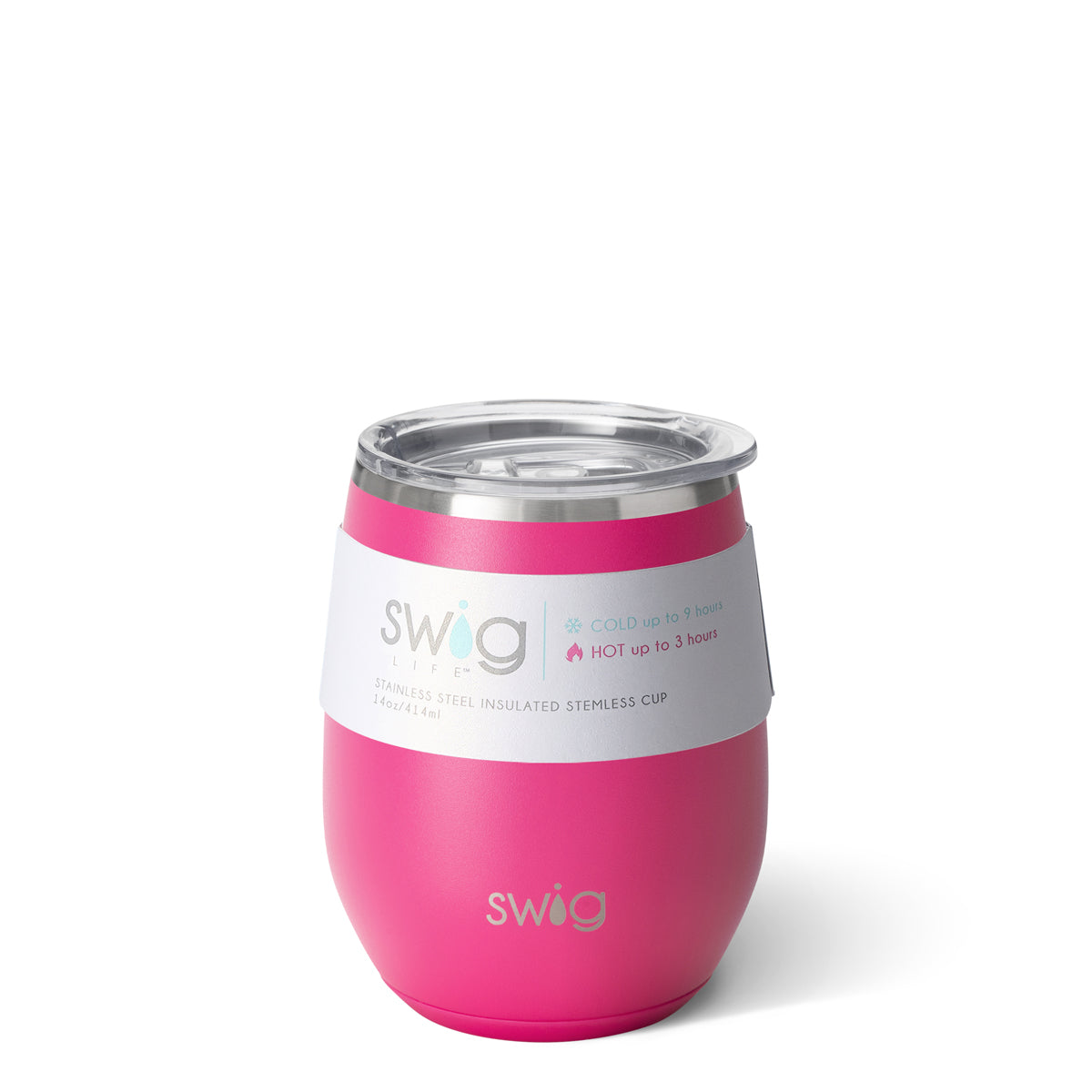 Matte Hot Pink Stemless Wine Cup (14oz)