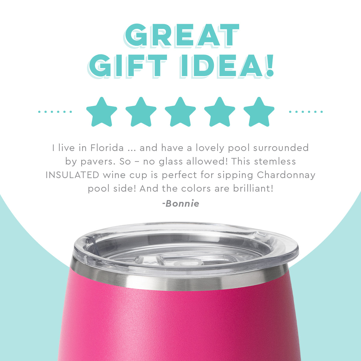 Matte Hot Pink Stemless Wine Cup (14oz)