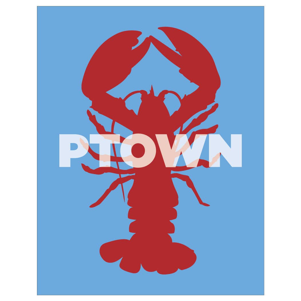 2.5'' x 3.5 Ptown Provincetown Lobster on Blue Magnet