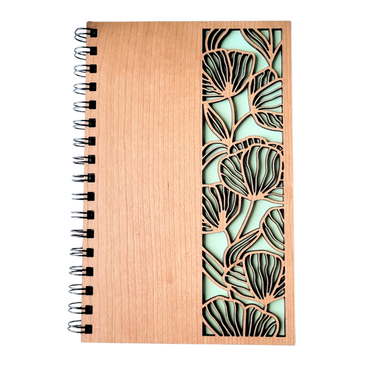 Floral cutout wood journal - stationery, journals, notebook: Blank