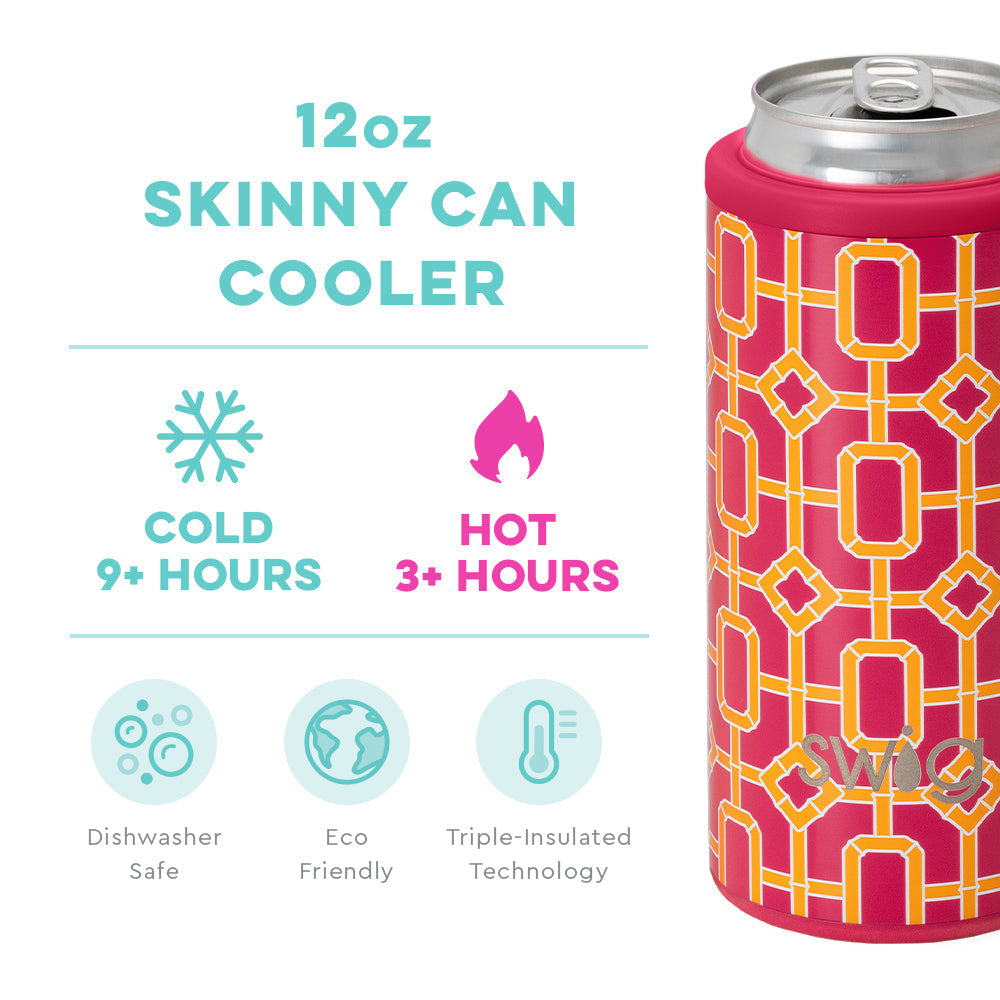 Pink Bamboo Trellis Skinny Can Cooler (12oz)